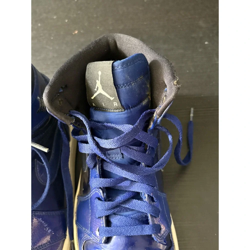 READ Nike Air Jordan 1 Retro High Deep Royal Patent Leather 332550-420 Size 9